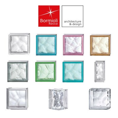 Bormioli rocco vetromattone lux glass satin tutti i colori 190x190x80