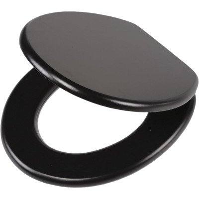 Tiger leatherlook sedile per wc, acciaio inox, mdf, nero, 43,3 x