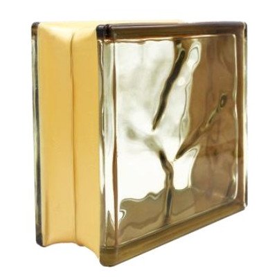 Bormioli rocco vetromattone 190x190x80 ondulati riflessi oro (80002-32)