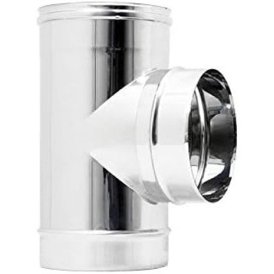 Canne fumarie raccordo a t tubi acciaio inox 304 cm26x0, 5mm 8