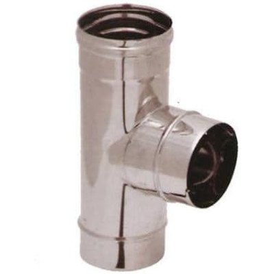 Canne fumarie raccordo a t tubi acciaio inox 304 cm26x0, 5mm 1