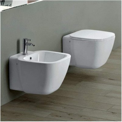 Sanitari sospesi rak one coppia vaso e bidet sospesi in ceramica