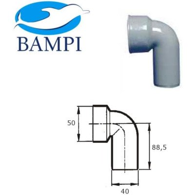Bampi sw040400 htsw curva tec.40 mor.46 1-1/2, bianco grigio ner