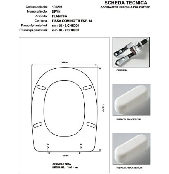 Copriwater flaminia spin bianco cerniera cromo-sedile-asse wc