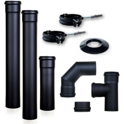 Kit fumisteria in acciaio nero verniciato completo di guarnizion