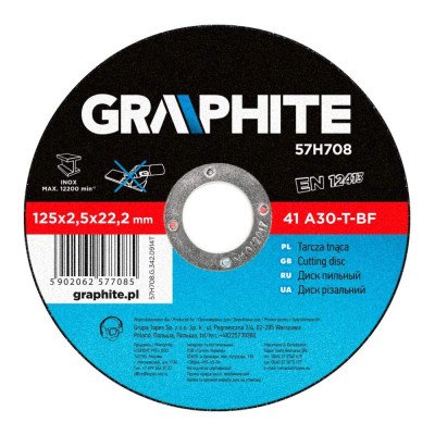 Topex 57h708 disco da taglio per er metallo 125 x 2,5 22,2 mm ds