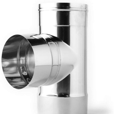 Giunto a t 90  in acciaio inox per canne fumarie (dn 130)