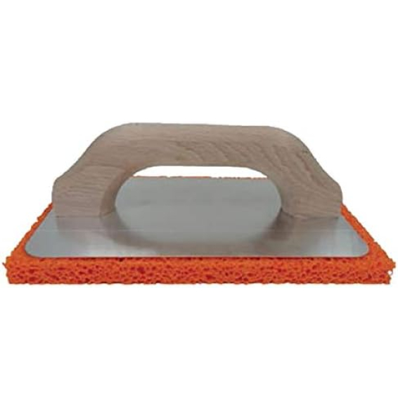 Frattone base alluminio manico legno spugna arancio 14x22