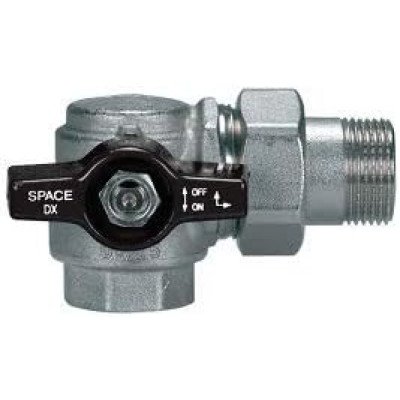 Valvola a squadra con bocchettone m/f d.3/4 sx rossa