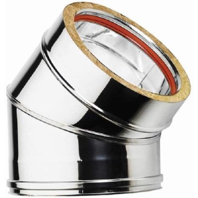 Gomito a 45  per canna fumaria in acciaio inox doppia parete (dn