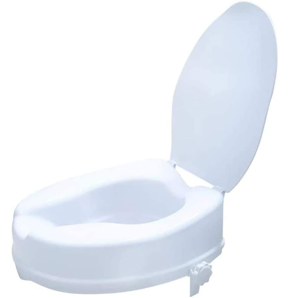 Aufun Rialzo per WC da 10 cm, con coperchio, rialzo per sedile W