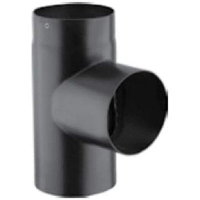 Raccordo a t a 90  in acciaio inox preverniciato nero per stufa