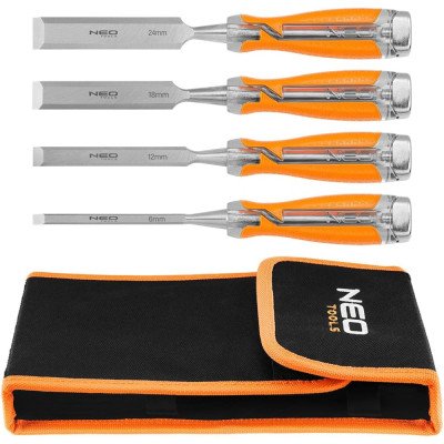 Topex 37-900 scalpelli 6 12 18 2 24 mm set di 4 pz. manico bicom