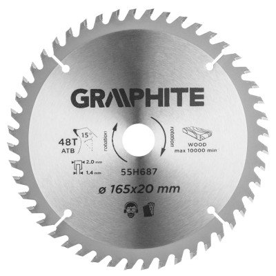 Topex 55h687 lame per sega ad im immersione con punte hm 165 x 20