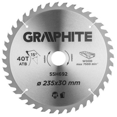 Topex 55h692 lame per sega circo colare con punte hm 235 x 30 mm