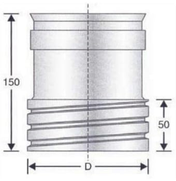 Inox doppia parete raccordo tubo rigido   tubo fless. dp d.160f