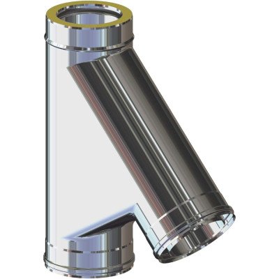Giunto a t 135  in acciaio inox doppia parete per canne fumarie