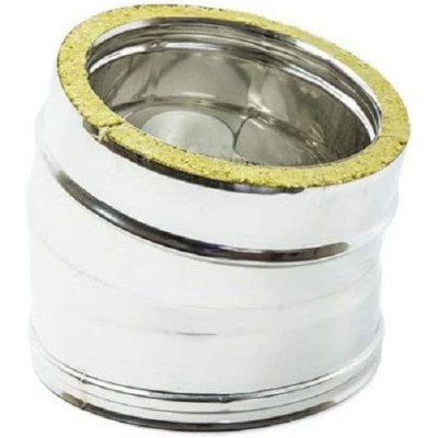 Gomito a 15  per canna fumaria in acciaio inox doppia parete (dn