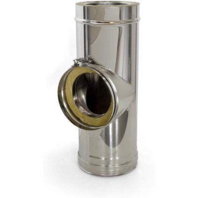 Giunto a t 90  in acciaio inox doppia parete per canne fumarie (