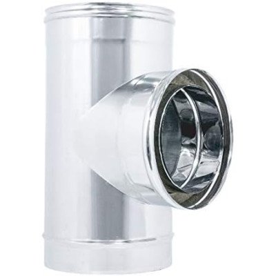 Raccordo t 90  braga doppia parete coibentata acciaio inox canna