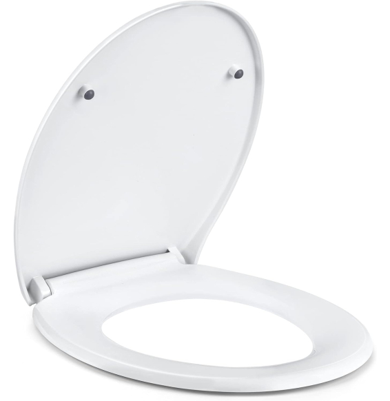 Copriwater ovale bianco, sedile wc con abbassamento automatico,