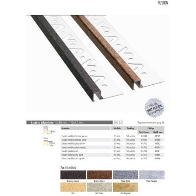 Listello fusion effetto metallic o 10x12 oro scratch