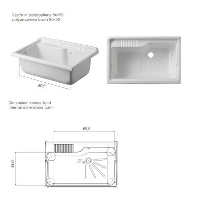 Lavatoio serie garden da 80x50 cm, kitt 9010k cr negrari