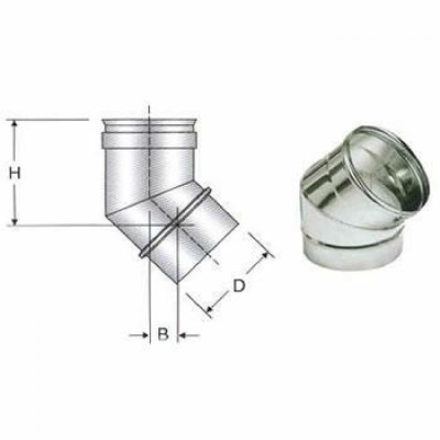 Inox mono parete aisi 316curva 45 d.100 316l b09gx8jbsd