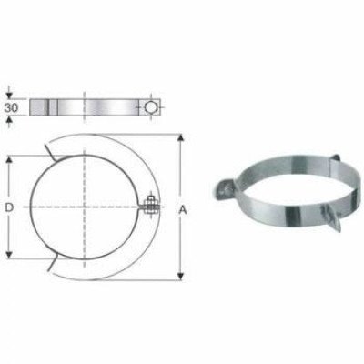 Inox mono parete aisi 316 fascet ta per cavi tiranti d.080