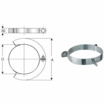 Inox mono parete aisi 316fascetta per cavi tiranti d.080