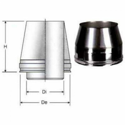 Inox doppia parete aisi 316 capp ello tronco cono d.100 150 b08x9