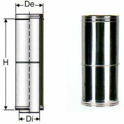 Elemento telescopico l.257-384 d.080/130 inox doppia parete b08x