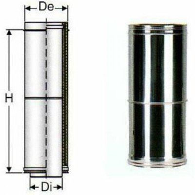 Inox doppia parete elemento tele scopico l.257-384 d.150