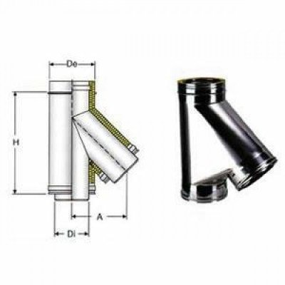 Inox doppia parete aisi 316 racc ordo a 135 braga d.450 500