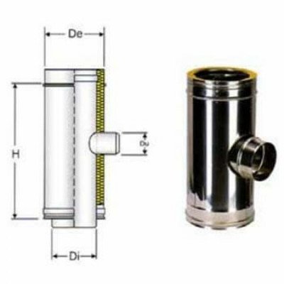 Inox doppia parete raccordo a t 90 uscita mono d.200 b08x9wbv1f