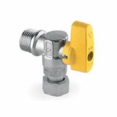 Rubinetto gas a squadra con atta cco scaldabagno m.1/2  x 3/4 