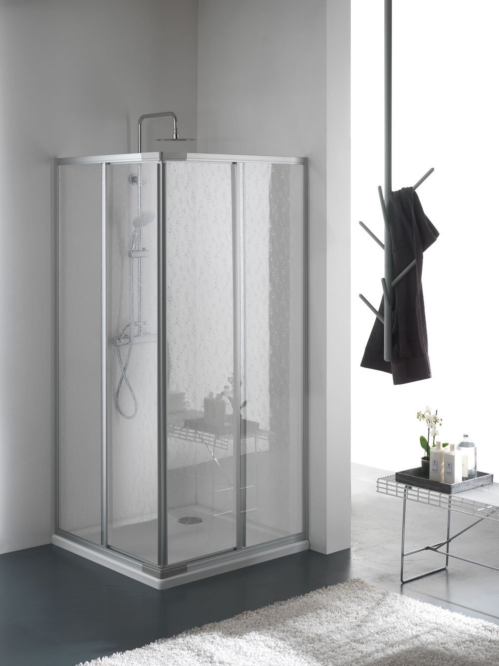 Box doccia samo 8016 box ad ango lo bianco+acrilico 86-94x190