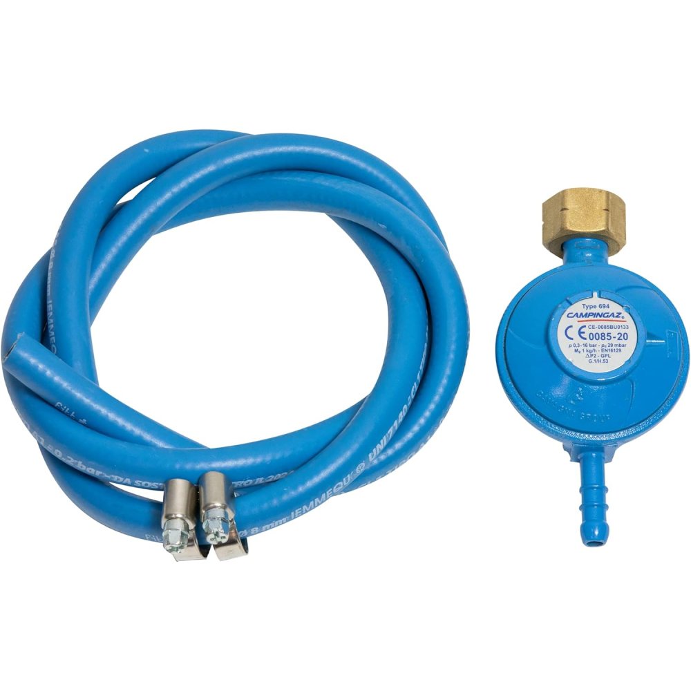 Kit regolatore, tubo, fascette p er bomb att it. campingaz y98000