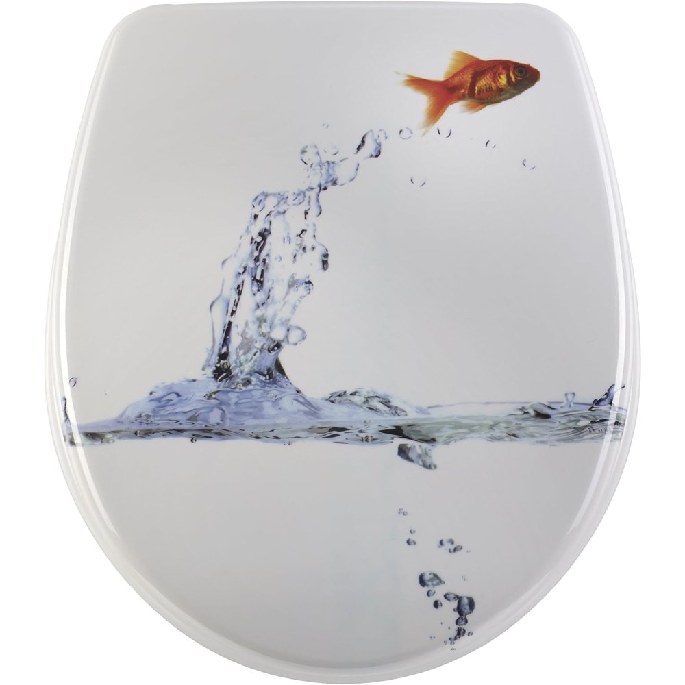 Diaqua, sedile wc, motivo: pesce che salta, 40,5-46 x 37,5 cm, m