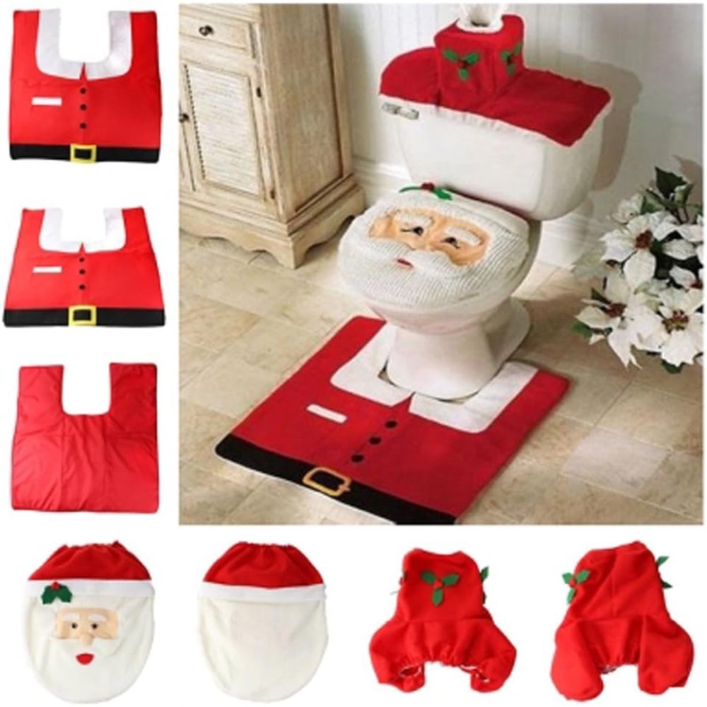Image of Set di 3 accessori da bagno natalizi, 1 sedile wc, 1 porta carta