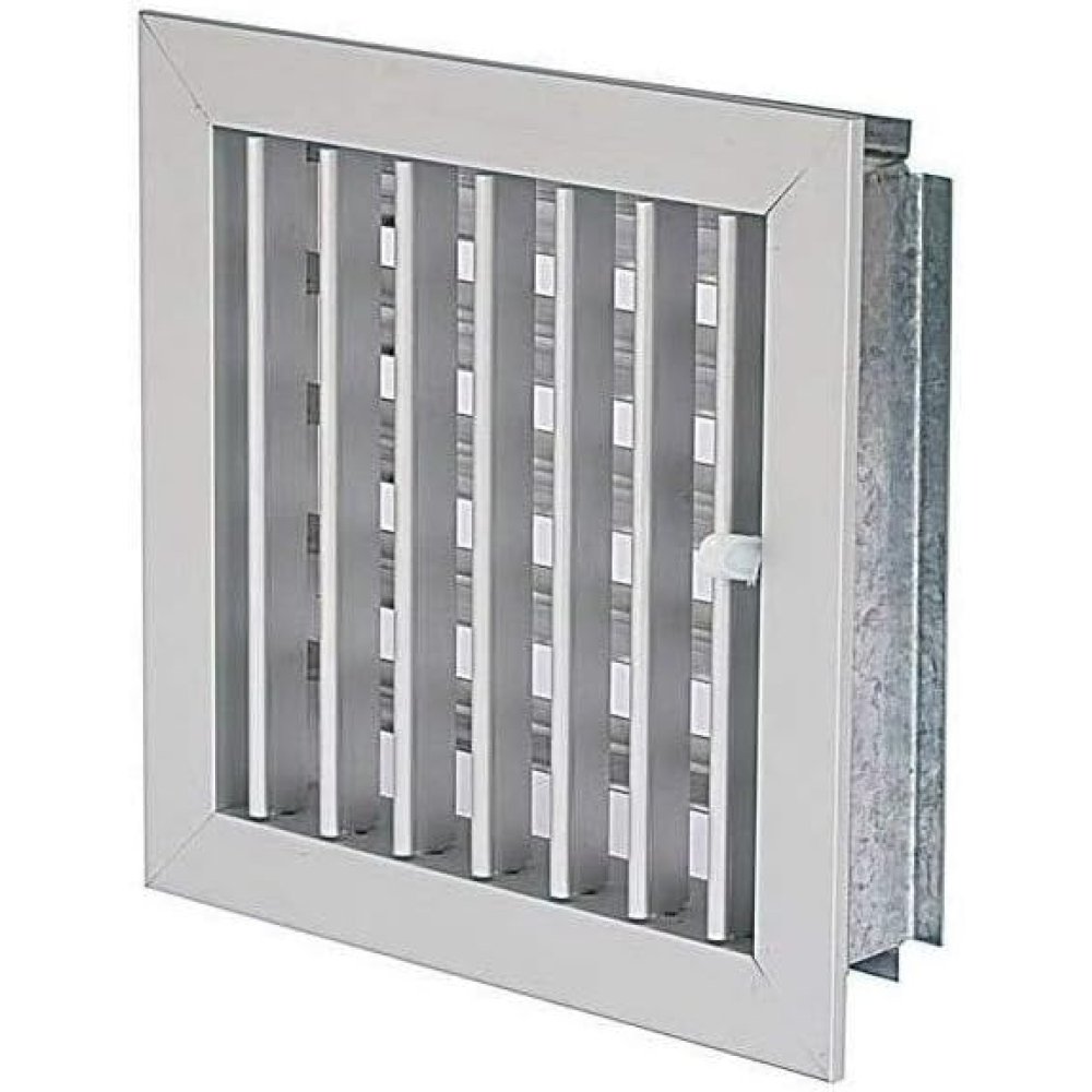 Griglia regolabile con telaio e serranda alluminio 160x160 mm ve