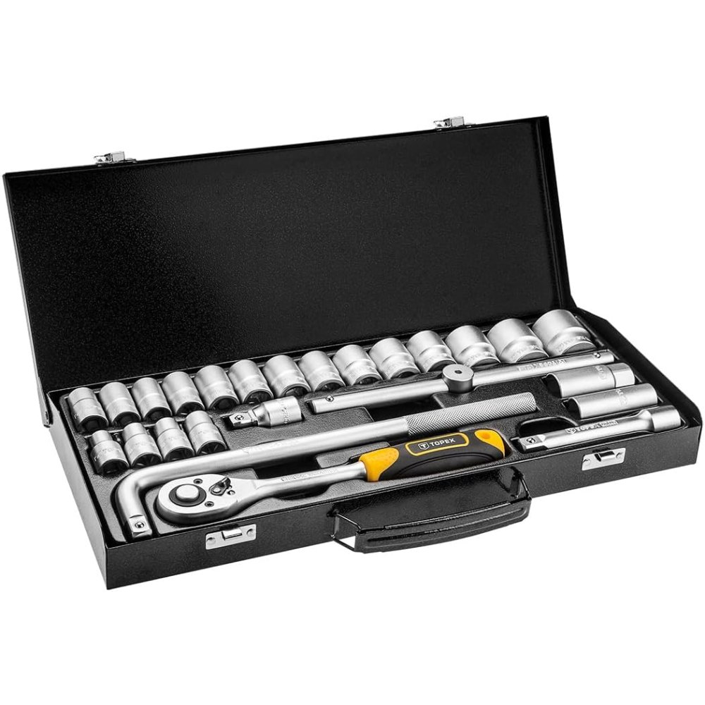 Topex 38d850 set di bussole 25 p pz., ½ cv, cassetta in metall