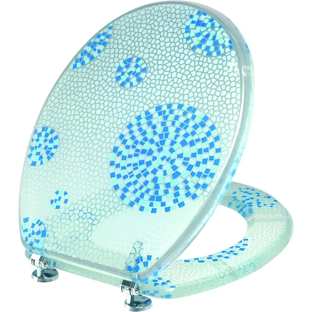 Saniplast mosaico sedile wc, resina poliestere, bianco azzurro,