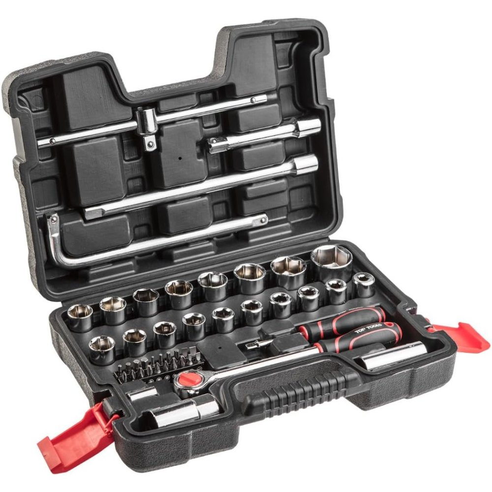 Topex 38d550 set di bussole 1/4 4, 1/2, 47 pezzi ds