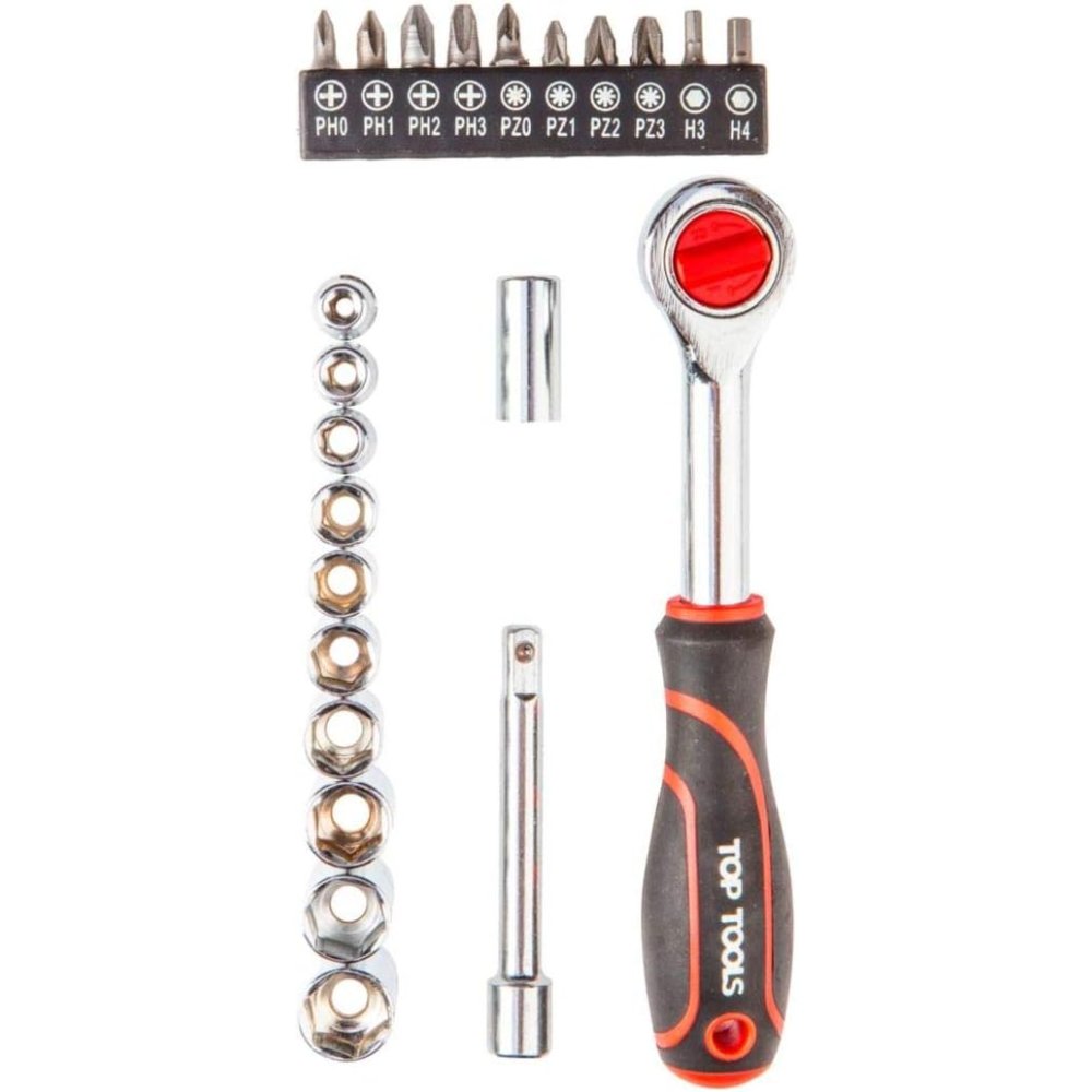 Topex 38d505 set di bussole 1/4 4, 23 pezzi