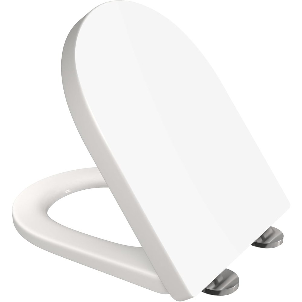 Aan - sedile wc a forma di d, per wc silenzioso, colore: bianco