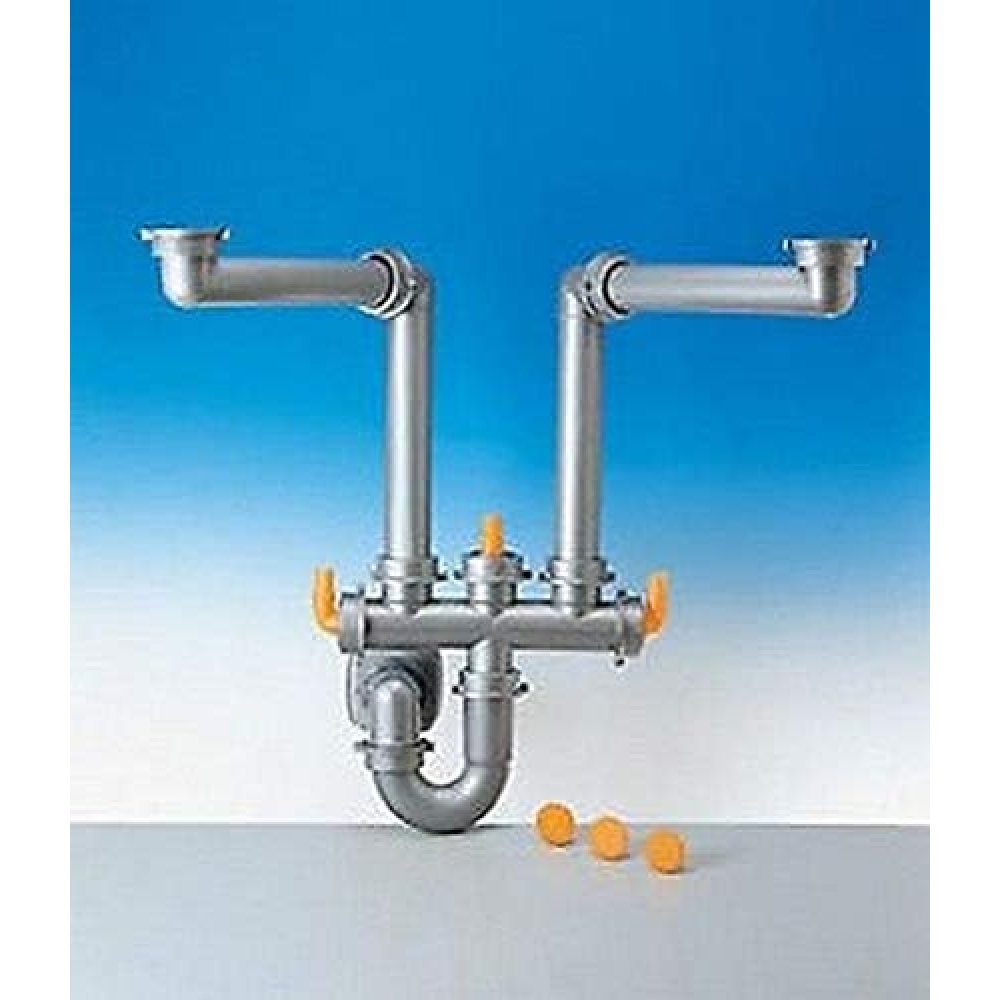 Sifone spazio 2 2 d50 tubo pp m etallizzato lira 9.6923.10