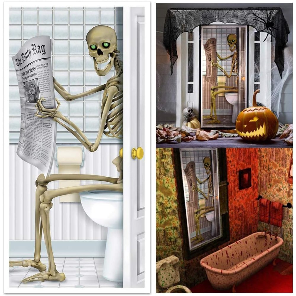 Image of Kungfu mall coprisedile per wc con scheletro ghost halloween cop