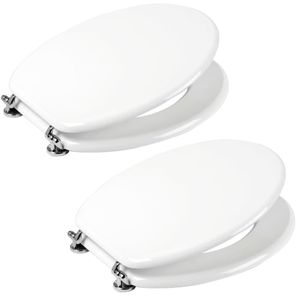 Kit 2 copri water universale sedile wc in legno mdf tavoletta wc