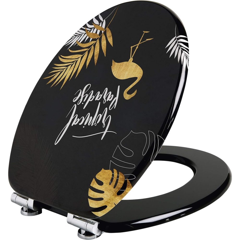 Wirquin 20722717 sedile wc woody con freno di caduta, nero